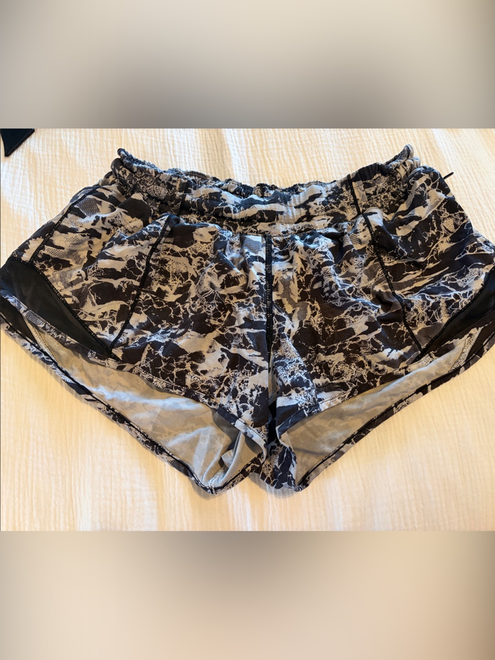 lululemon athletica Black and White Marble Athletic Shorts